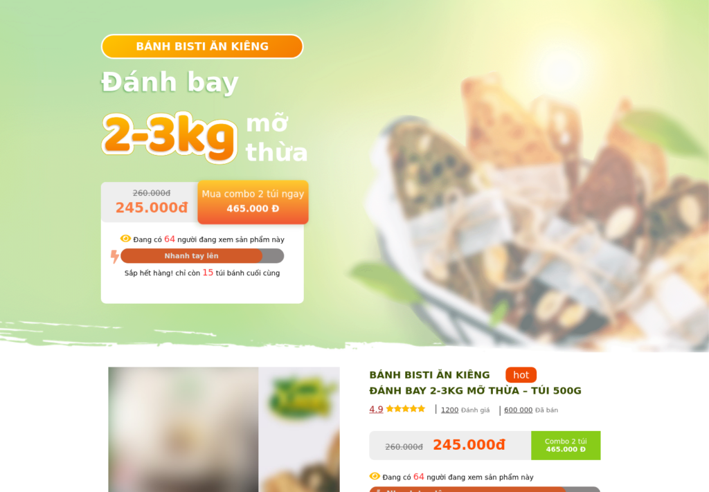 Mẫu website thực phẩm bánh ăn kiêng