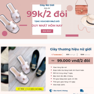 Mẫu website bán hàng giày dép