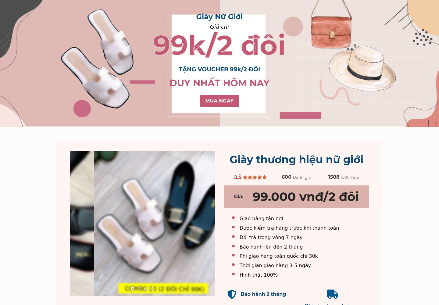 Mẫu website bán hàng giày dép