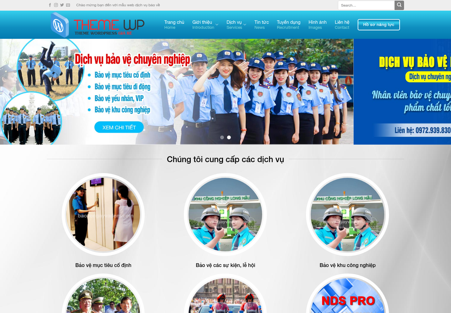 Mẫu website dịch vụ bảo vệ chuyên nghiệp