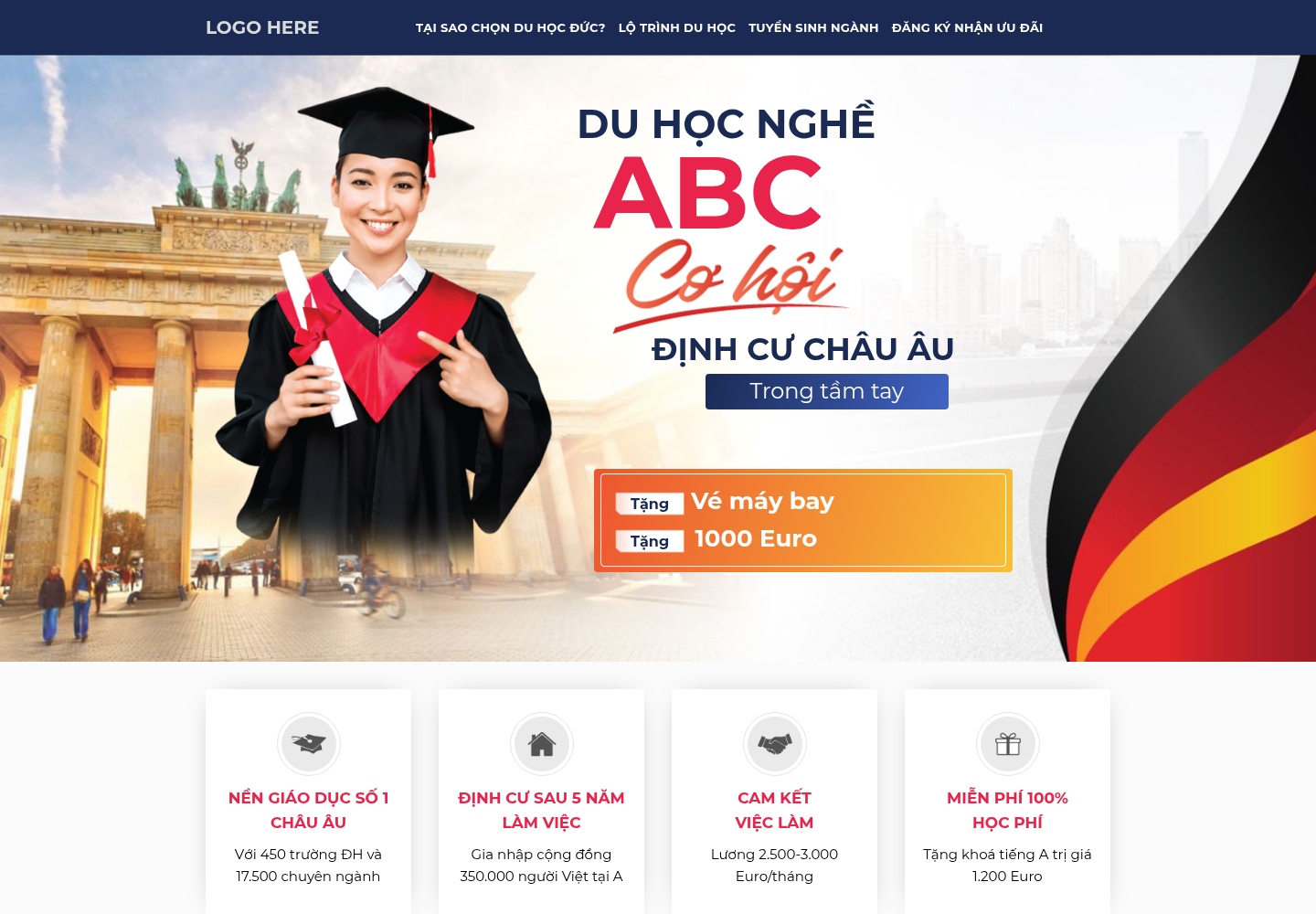 Mẫu website du học nghề