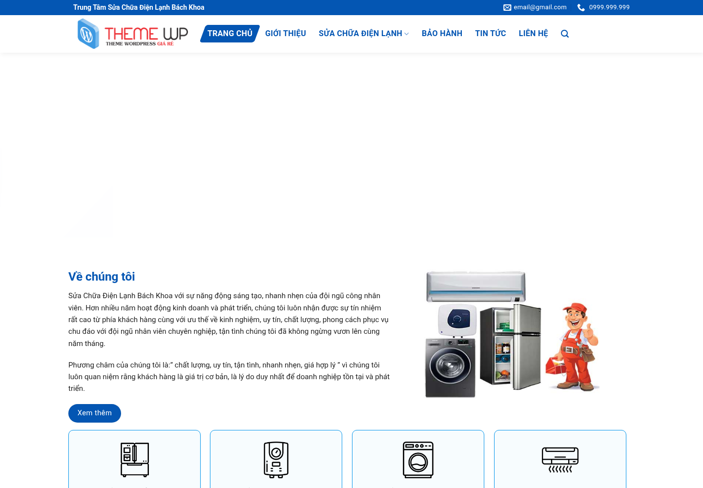 Mẫu website sửa chữa điện lạnh Bách Khoa
