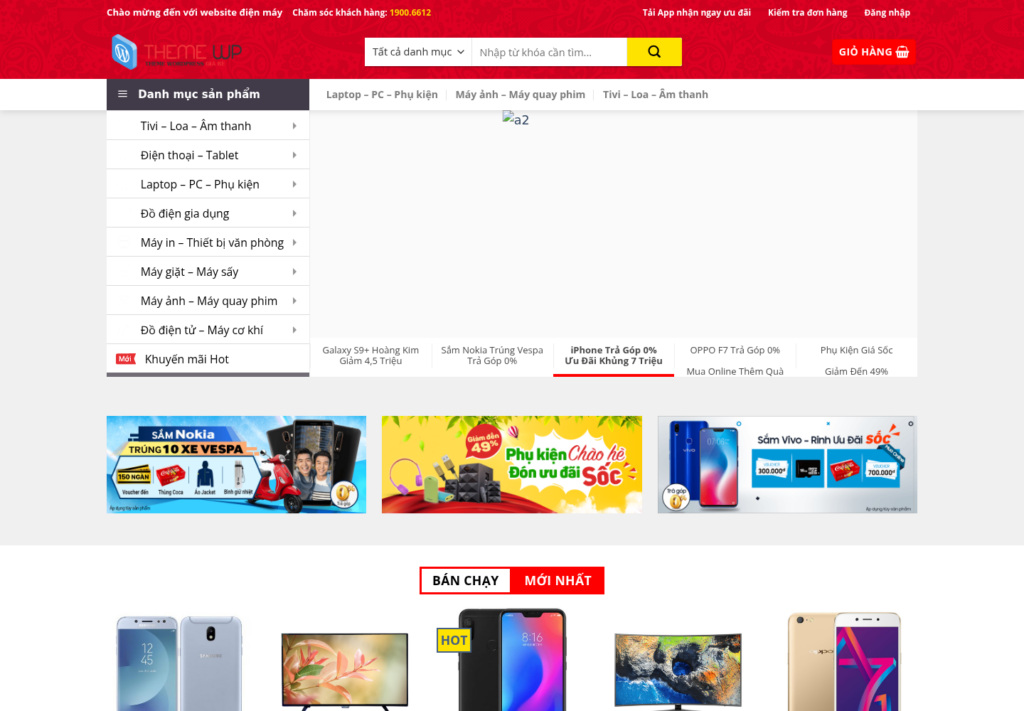 Mẫu website bán hàng điện máy