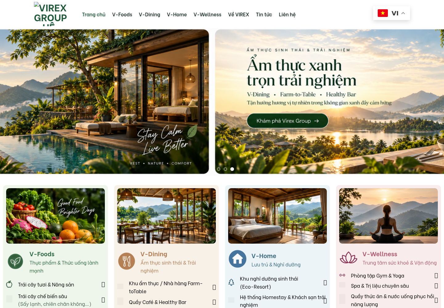 Mẫu website công ty Hệ sinh thái Sống Xanh
